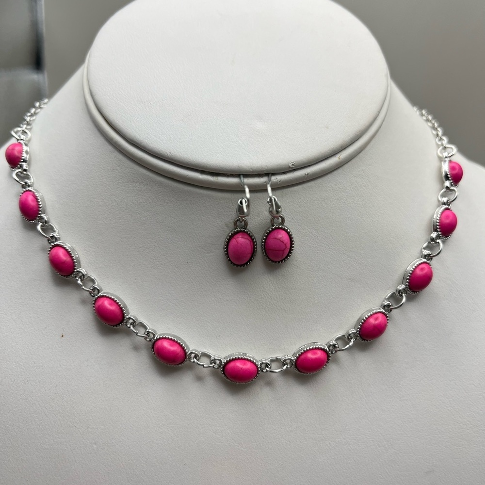 Pink and Silver Jewelry Set